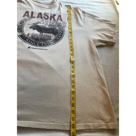 Retro Holland America Line Mens Size Large T-Shirt Alaska Moose Graphic Beige - Picture 4 of 6
